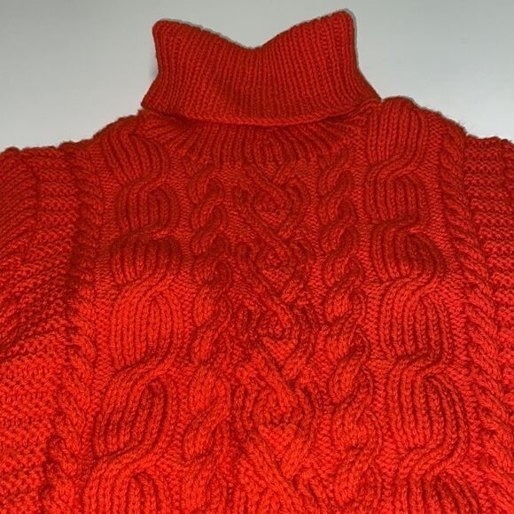 Vintage hand Knit cable knit turtleneck Sweater Fisherman Core C33 - Picture 6 of 7